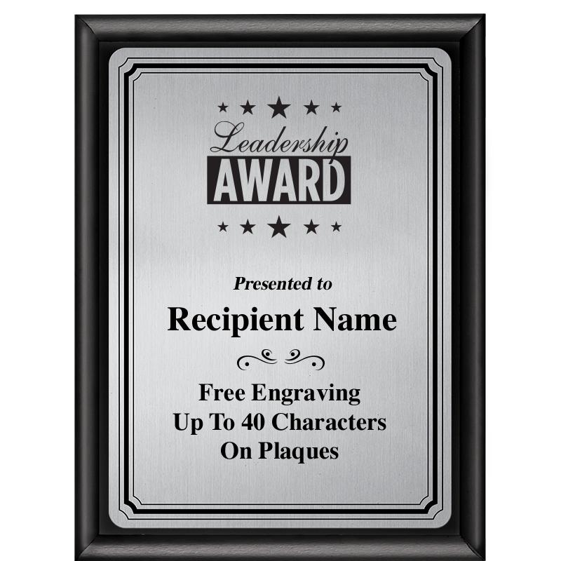 6X8 SLVR TRIO PLT BLK SHNY PLQ