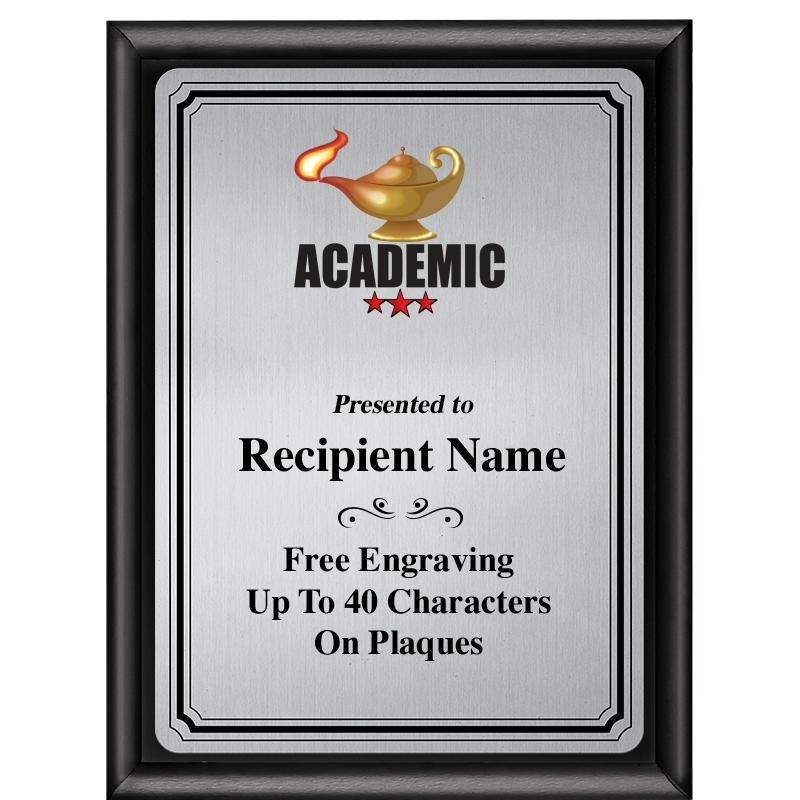 6X8 SLVR TRIO PLT BLK SHNY PLQ