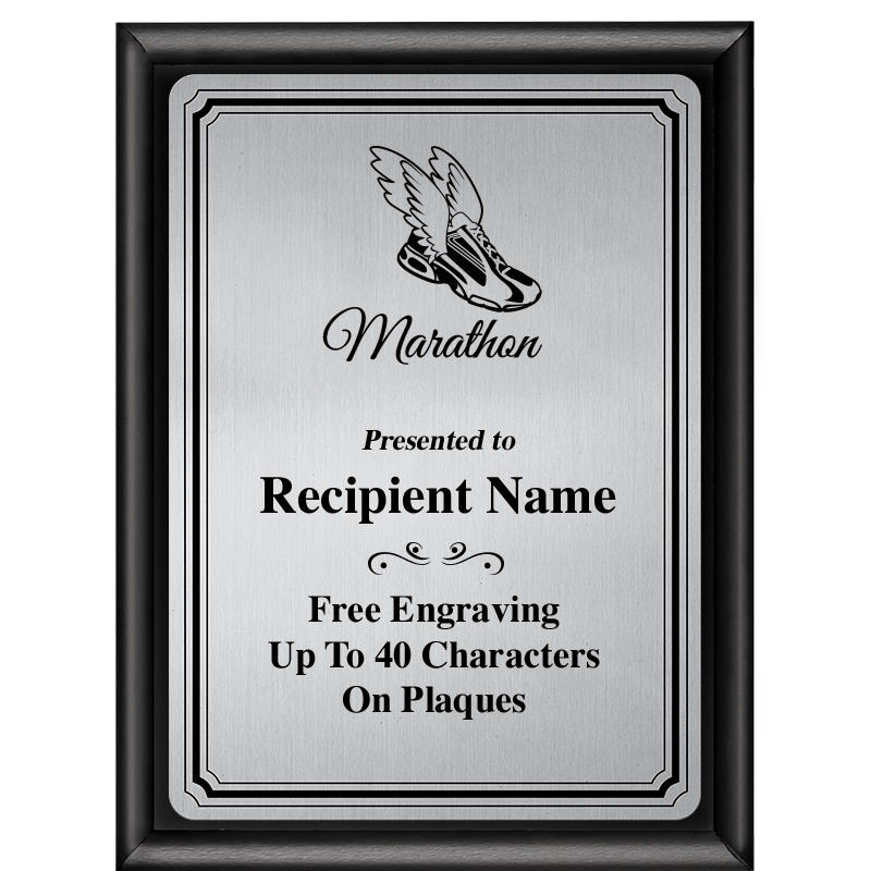 6X8 SLVR TRIO PLT BLK SHNY PLQ