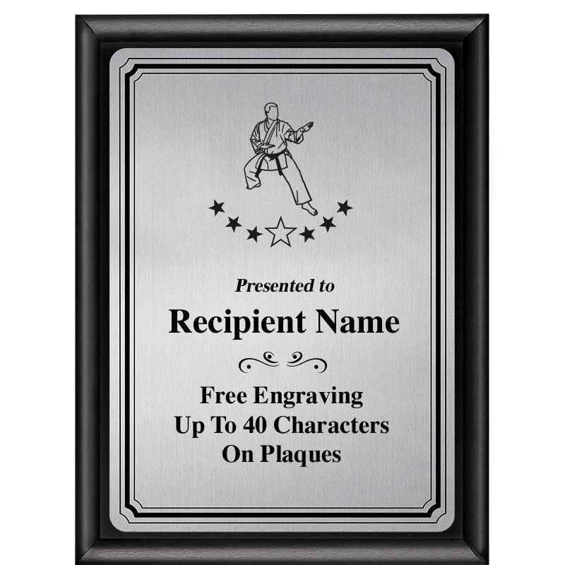 6X8 SLVR TRIO PLT BLK SHNY PLQ