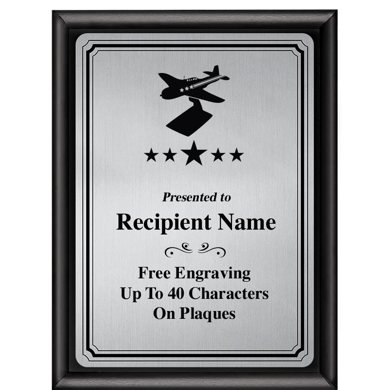 6X8 SLVR TRIO PLT BLK SHNY PLQ