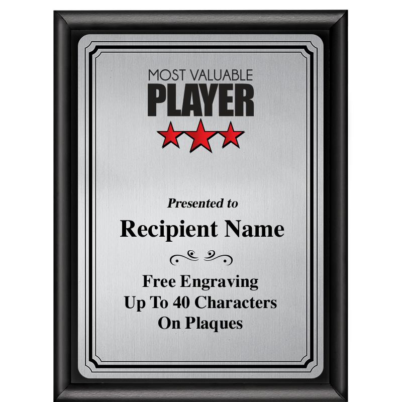 6X8 SLVR TRIO PLT BLK SHNY PLQ