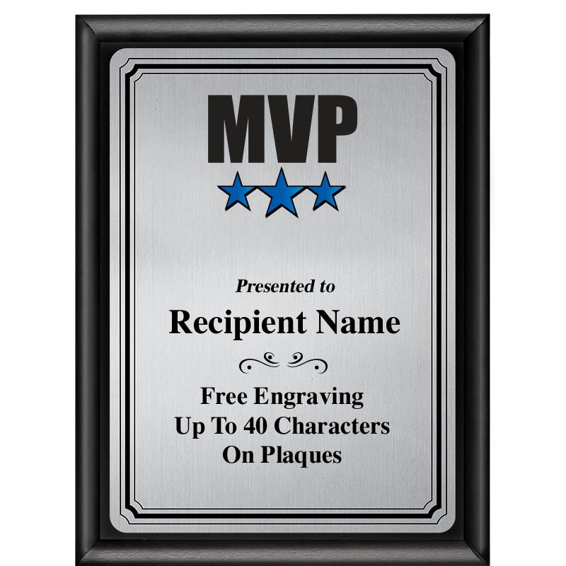 6X8 SLVR TRIO PLT BLK SHNY PLQ