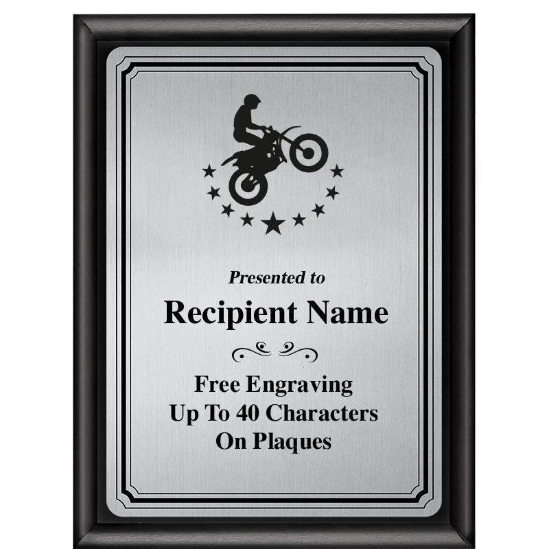 6X8 SLVR TRIO PLT BLK SHNY PLQ