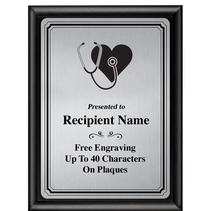 6X8 SLVR TRIO PLT BLK SHNY PLQ