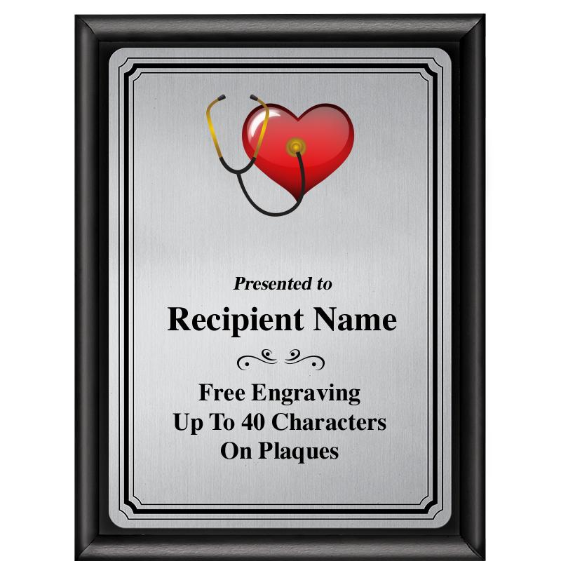 6X8 SLVR TRIO PLT BLK SHNY PLQ