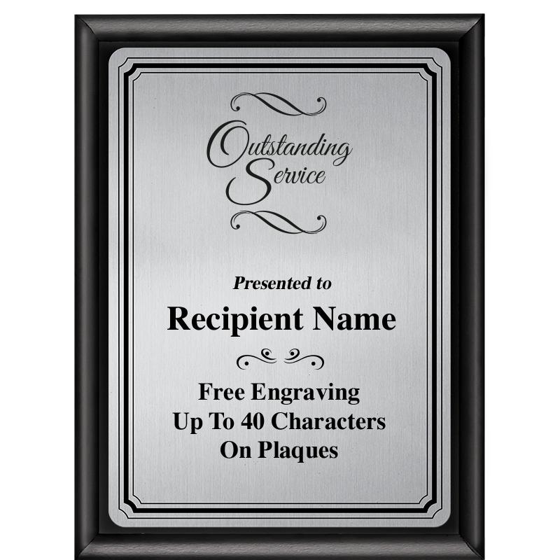 6X8 SLVR TRIO PLT BLK SHNY PLQ