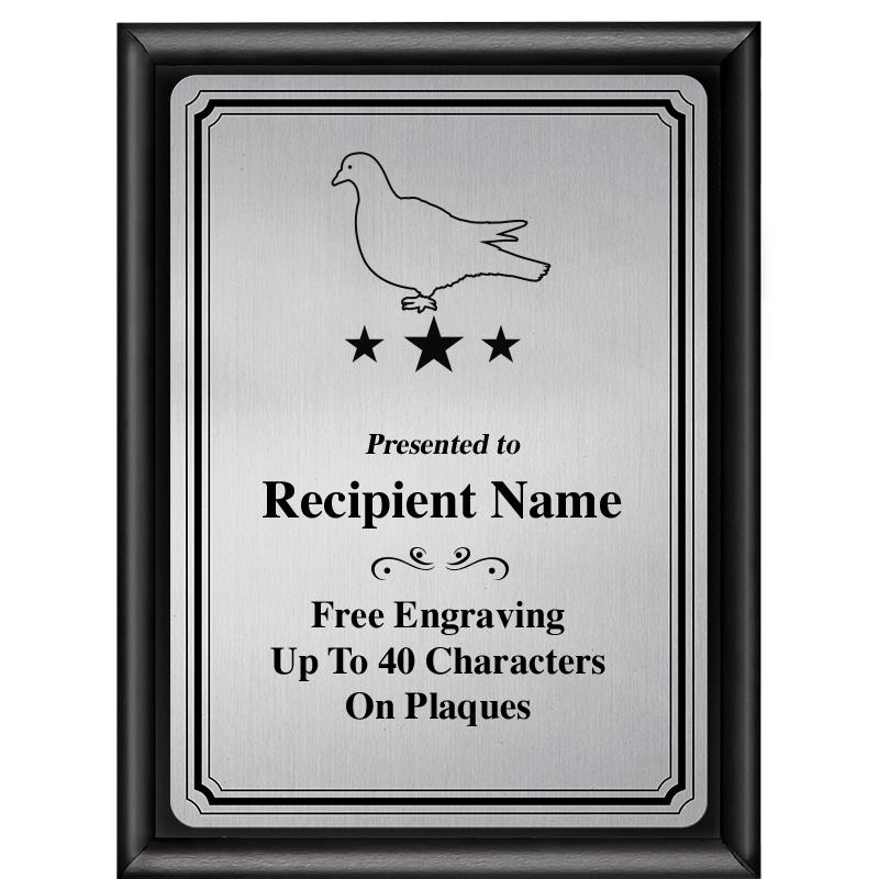 6X8 SLVR TRIO PLT BLK SHNY PLQ