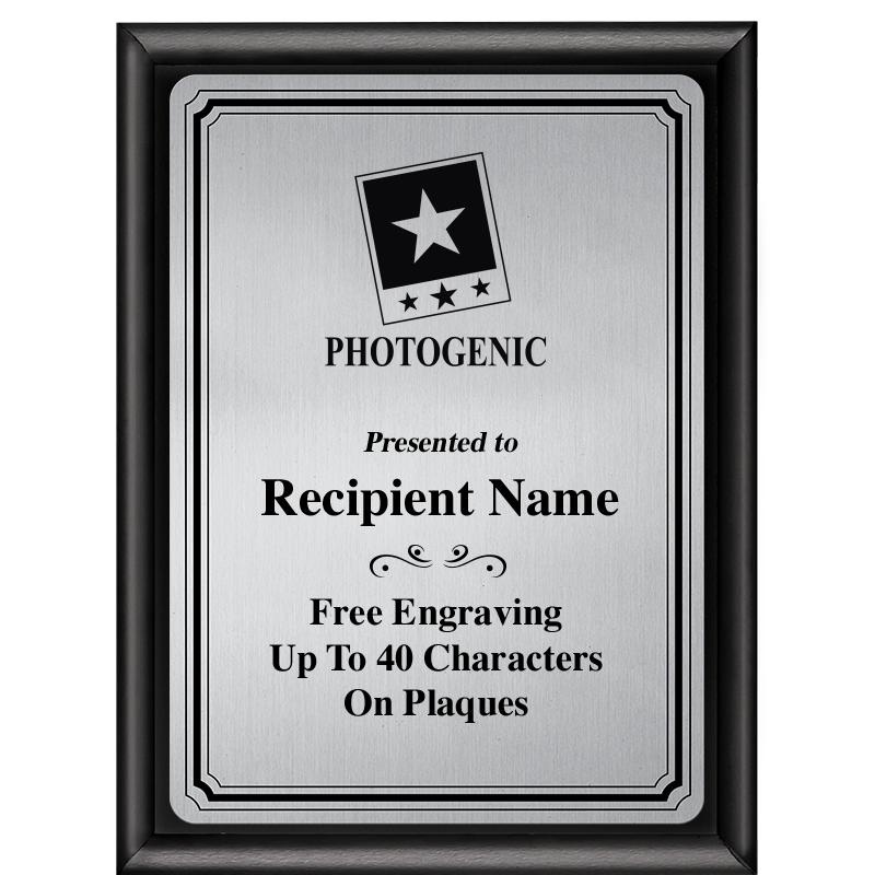 6X8 SLVR TRIO PLT BLK SHNY PLQ