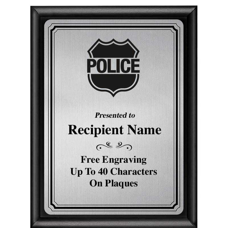 6X8 SLVR TRIO PLT BLK SHNY PLQ