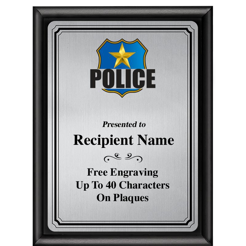 6X8 SLVR TRIO PLT BLK SHNY PLQ