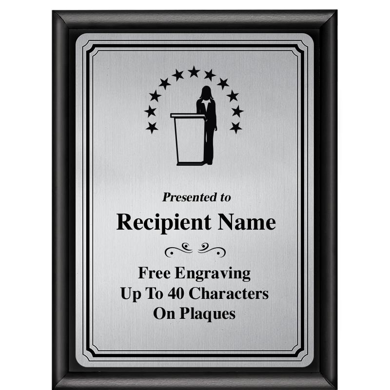 6X8 SLVR TRIO PLT BLK SHNY PLQ