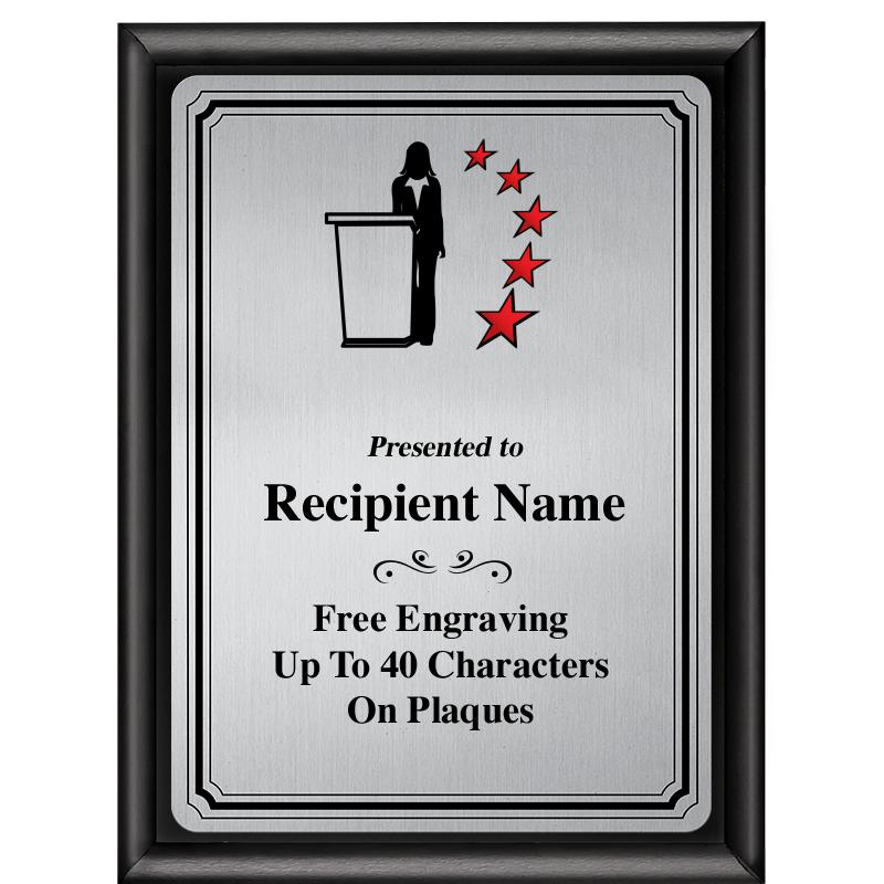 6X8 SLVR TRIO PLT BLK SHNY PLQ