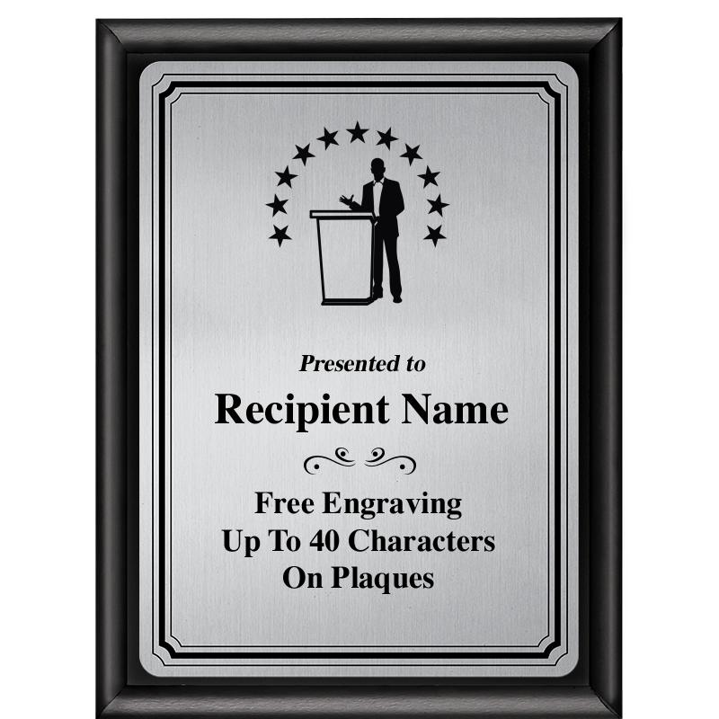 6X8 SLVR TRIO PLT BLK SHNY PLQ