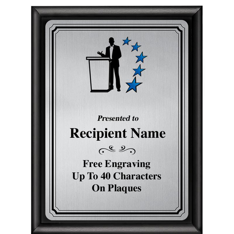 6X8 SLVR TRIO PLT BLK SHNY PLQ