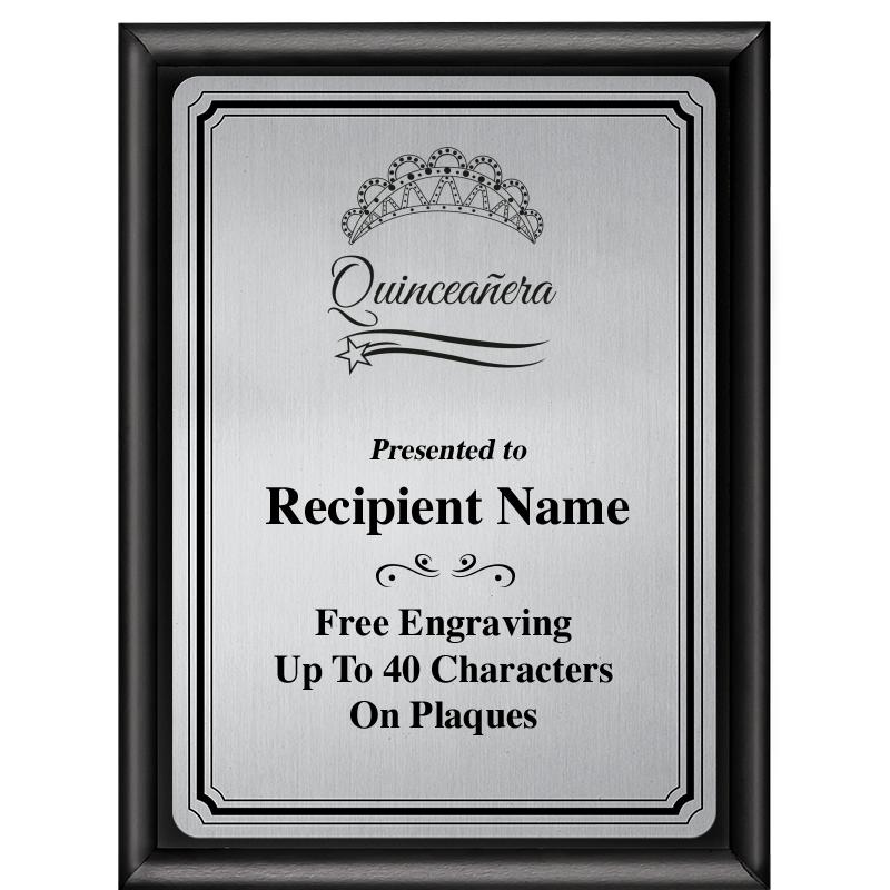 6X8 SLVR TRIO PLT BLK SHNY PLQ