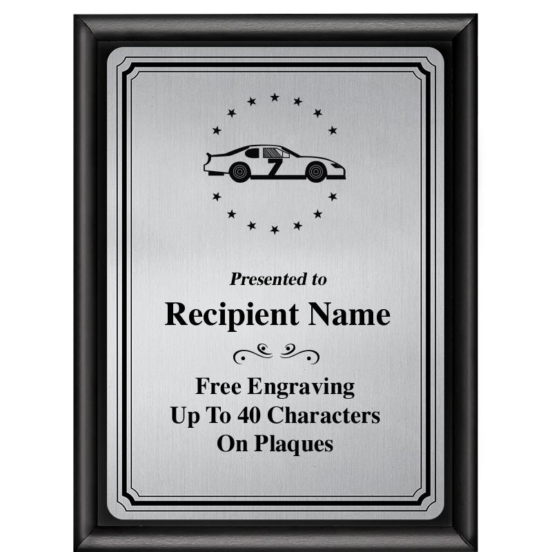 6X8 SLVR TRIO PLT BLK SHNY PLQ