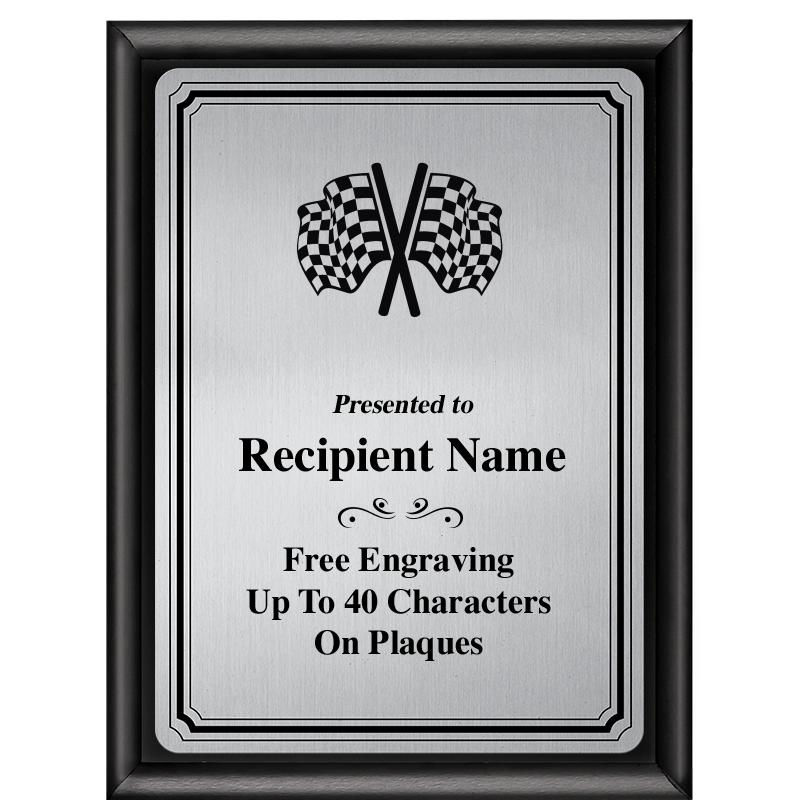 6X8 SLVR TRIO PLT BLK SHNY PLQ