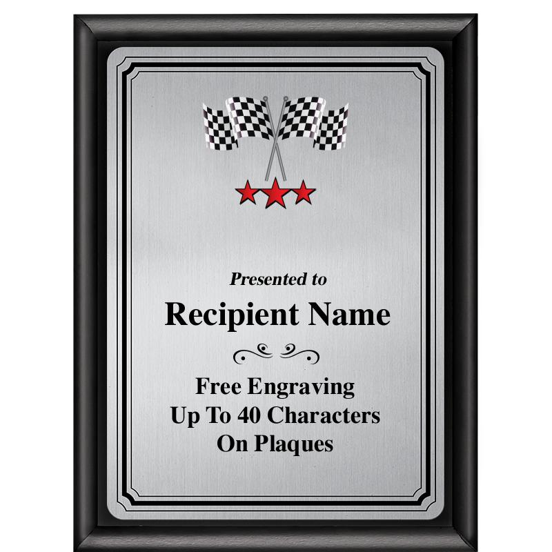 6X8 SLVR TRIO PLT BLK SHNY PLQ