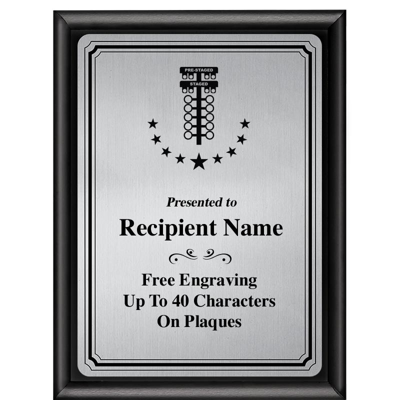 6X8 SLVR TRIO PLT BLK SHNY PLQ