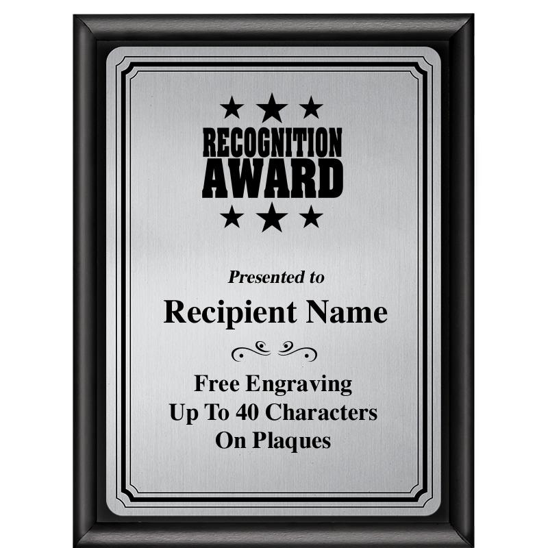 6X8 SLVR TRIO PLT BLK SHNY PLQ