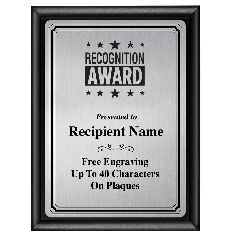 6X8 SLVR TRIO PLT BLK SHNY PLQ