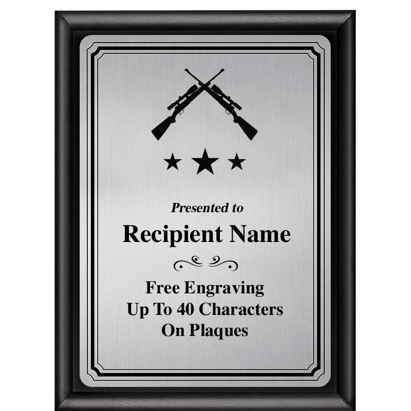 6X8 SLVR TRIO PLT BLK SHNY PLQ