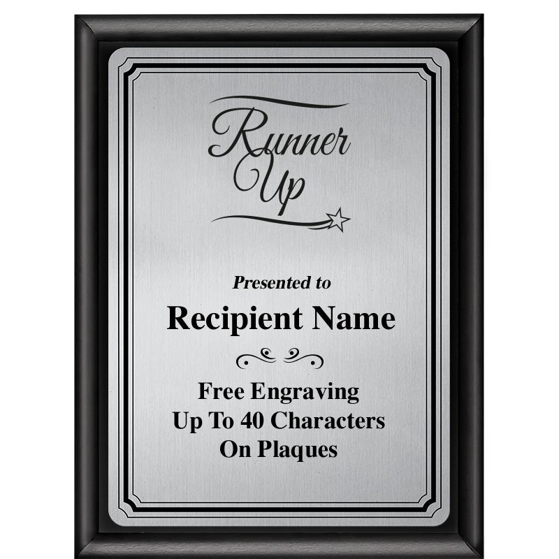 6X8 SLVR TRIO PLT BLK SHNY PLQ