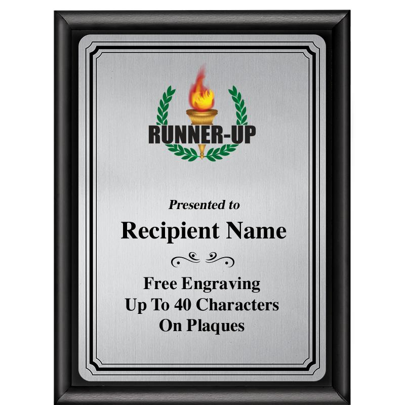 6X8 SLVR TRIO PLT BLK SHNY PLQ