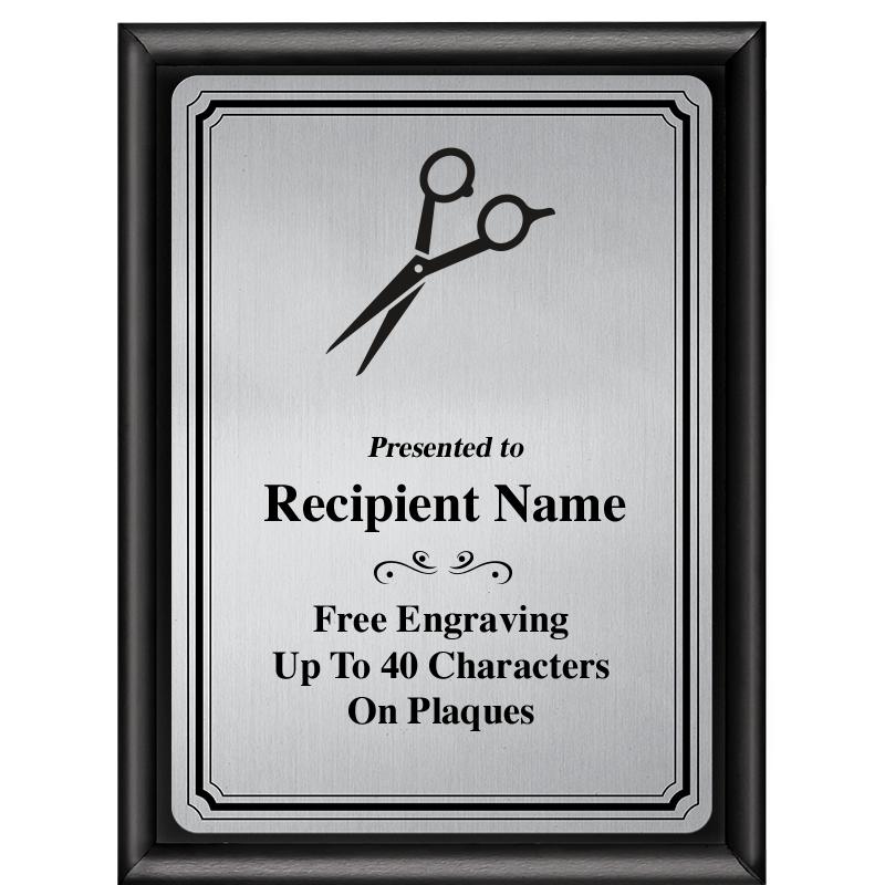 6X8 SLVR TRIO PLT BLK SHNY PLQ