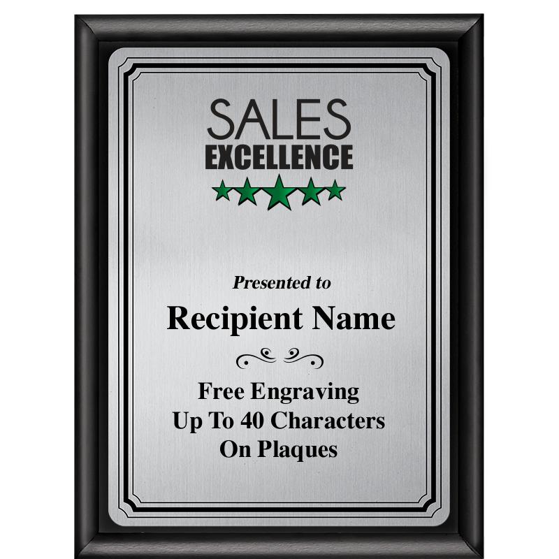 6X8 SLVR TRIO PLT BLK SHNY PLQ