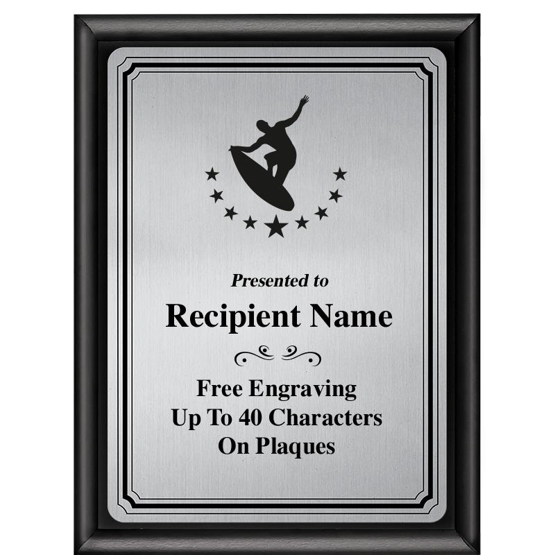 6X8 SLVR TRIO PLT BLK SHNY PLQ