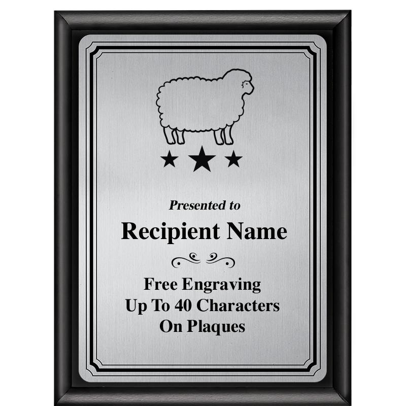 6X8 SLVR TRIO PLT BLK SHNY PLQ