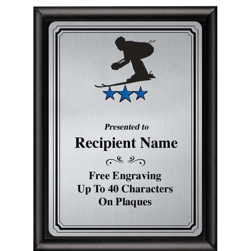 6X8 SLVR TRIO PLT BLK SHNY PLQ