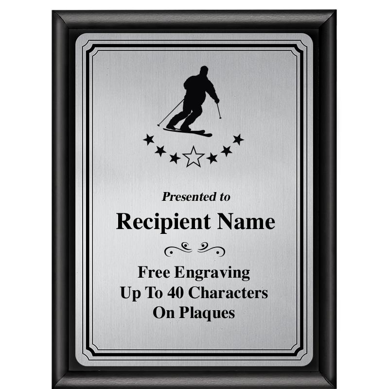 6X8 SLVR TRIO PLT BLK SHNY PLQ