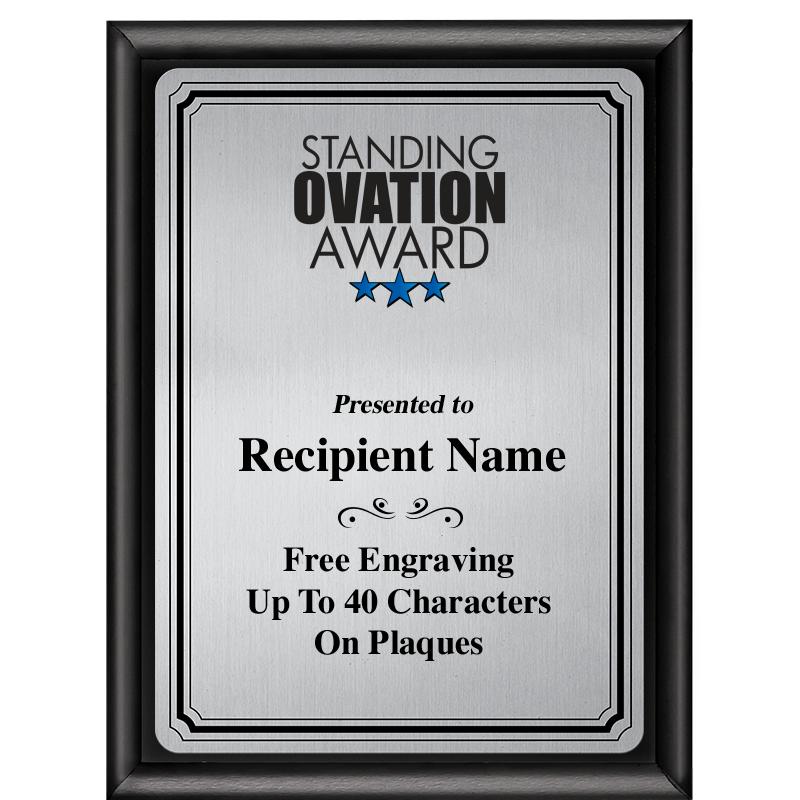 6X8 SLVR TRIO PLT BLK SHNY PLQ