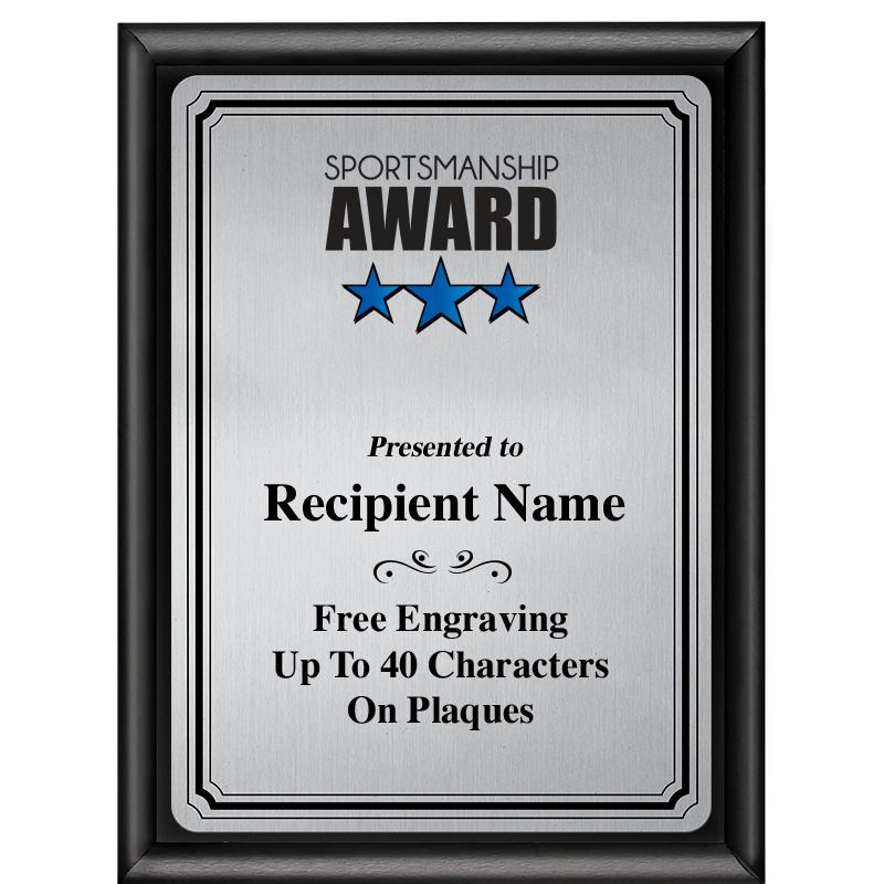 6X8 SLVR TRIO PLT BLK SHNY PLQ