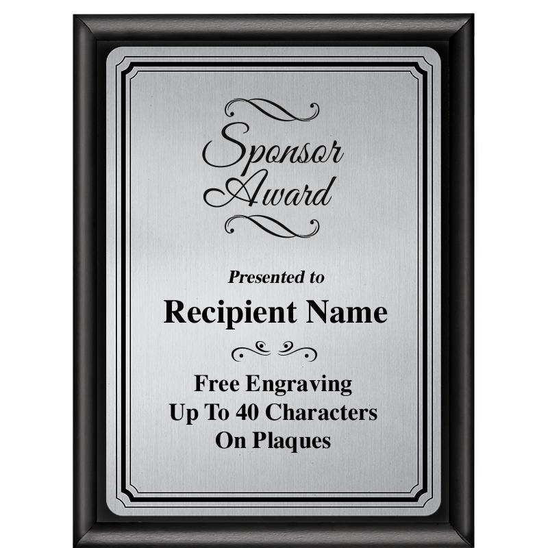 6X8 SLVR TRIO PLT BLK SHNY PLQ