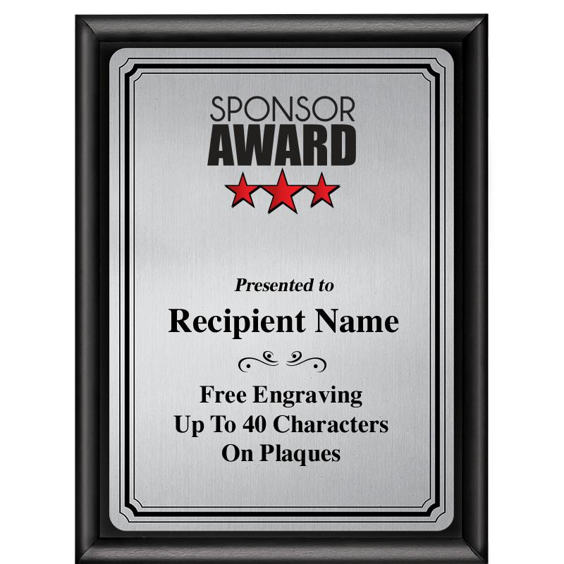 6X8 SLVR TRIO PLT BLK SHNY PLQ