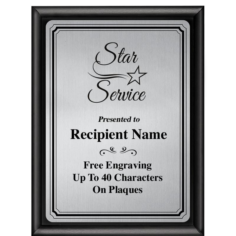 6X8 SLVR TRIO PLT BLK SHNY PLQ