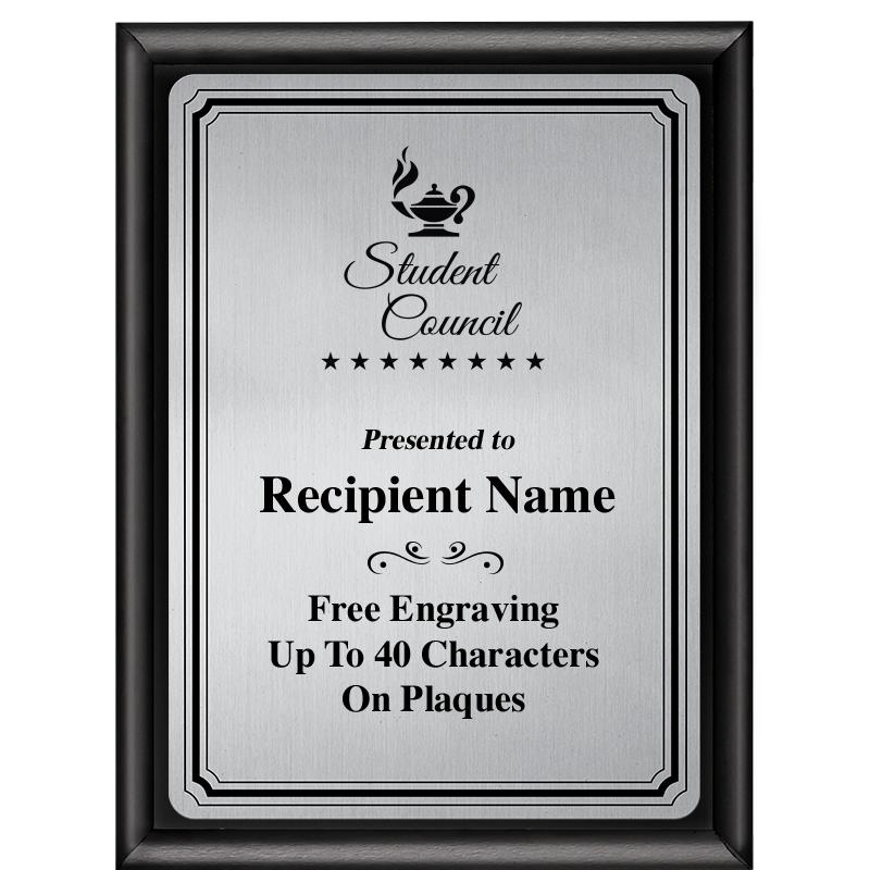 6X8 SLVR TRIO PLT BLK SHNY PLQ