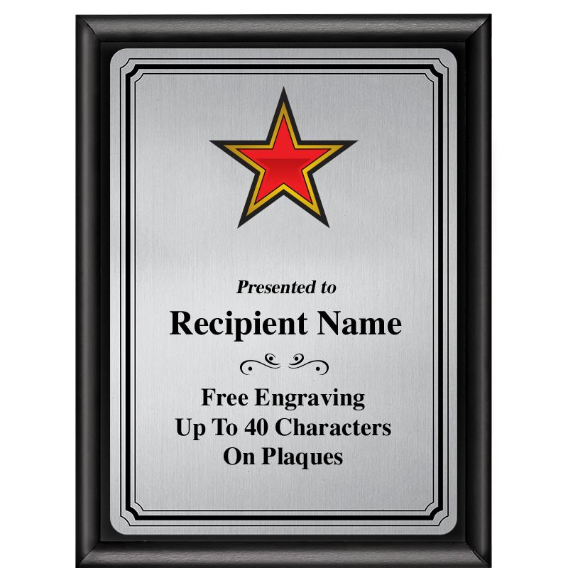 6X8 SLVR TRIO PLT BLK SHNY PLQ