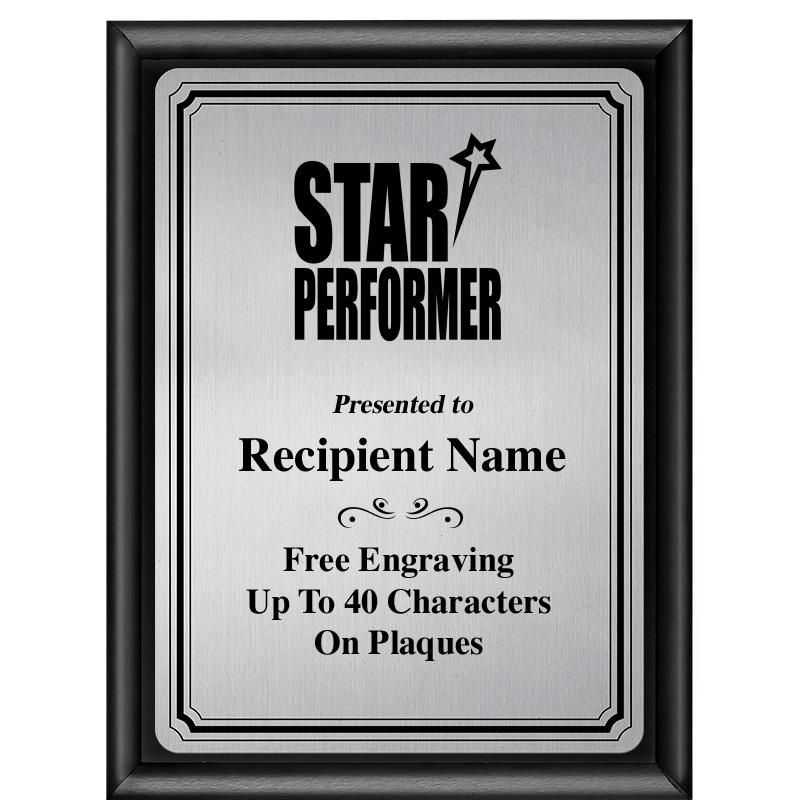 6X8 SLVR TRIO PLT BLK SHNY PLQ