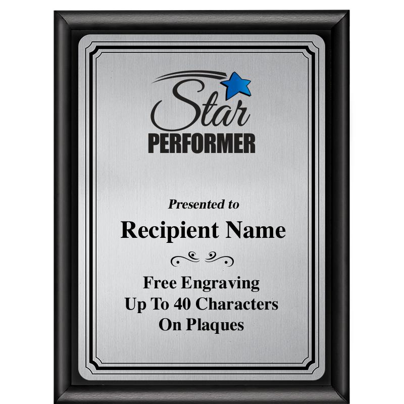 6X8 SLVR TRIO PLT BLK SHNY PLQ