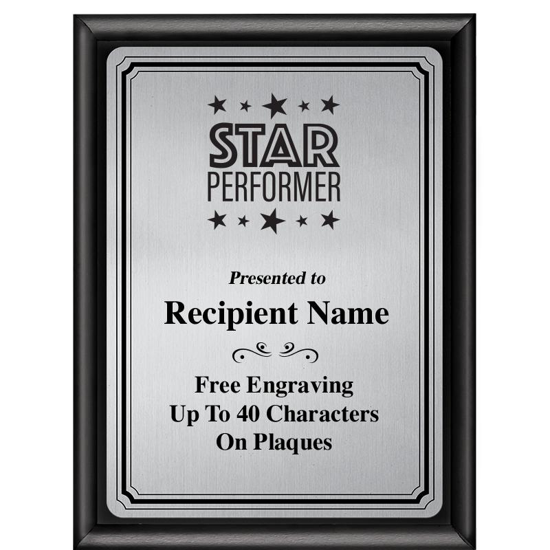 6X8 SLVR TRIO PLT BLK SHNY PLQ