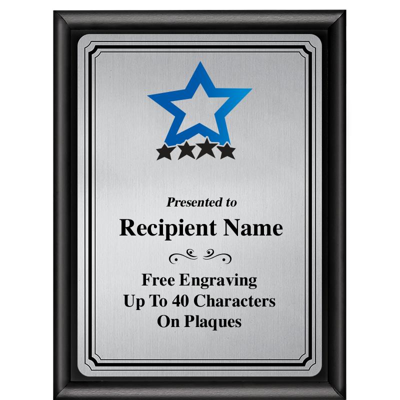 6X8 SLVR TRIO PLT BLK SHNY PLQ