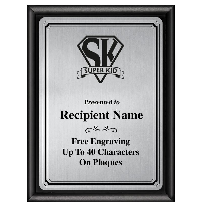 6X8 SLVR TRIO PLT BLK SHNY PLQ