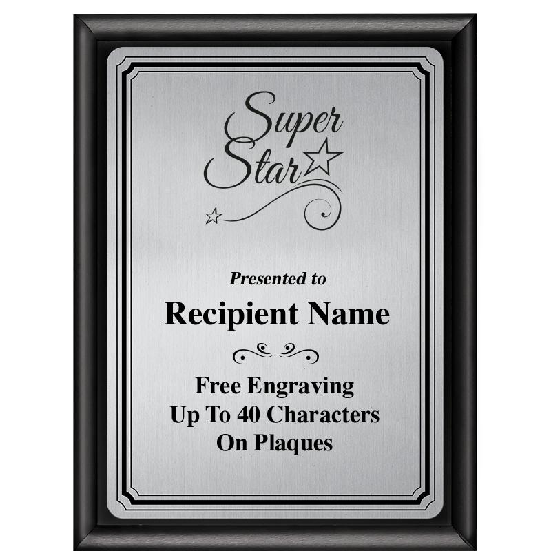 6X8 SLVR TRIO PLT BLK SHNY PLQ