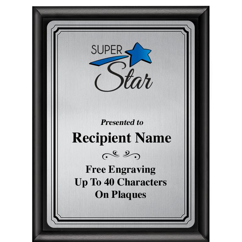 6X8 SLVR TRIO PLT BLK SHNY PLQ