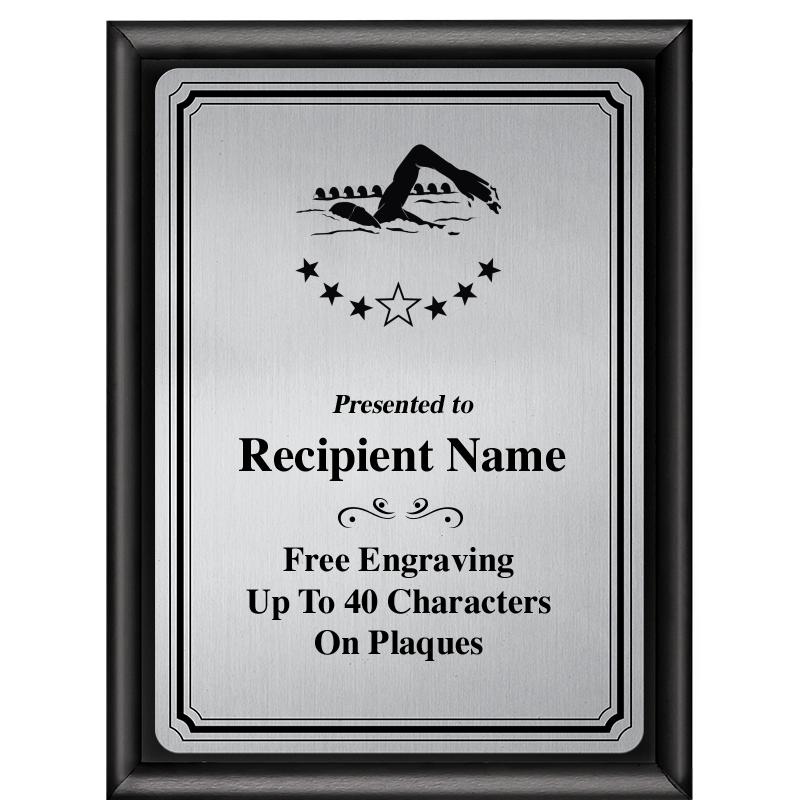 6X8 SLVR TRIO PLT BLK SHNY PLQ